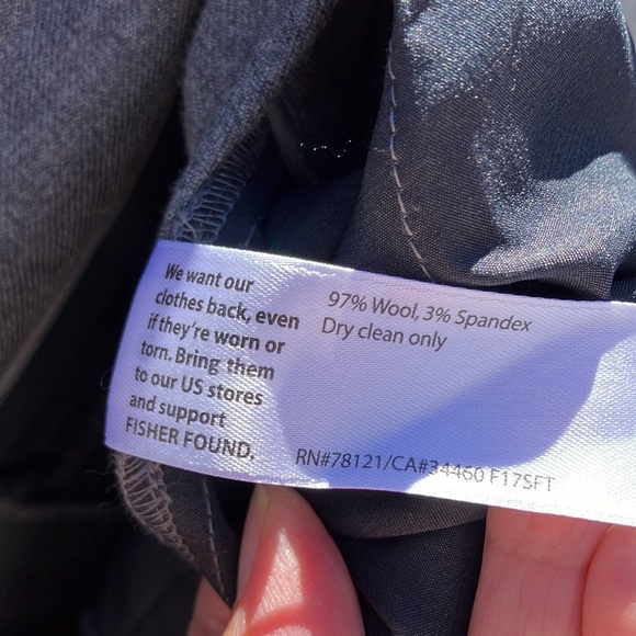 Classic Eileen Fisher Grey Wool Flannel Cuffed Pants Size 14 - Picture 4 of 10